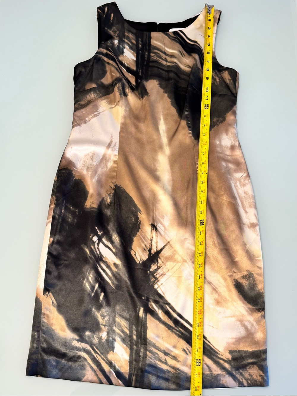 Esprit Collection Paradiso Abstract Print Satin Sheath Dress Sleeveless Size M - Picture 4 of 9